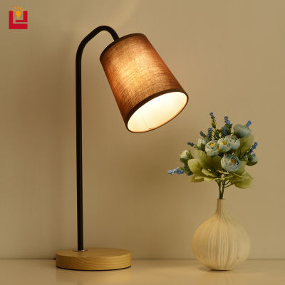 YONUO โต๊ะทำงานโคม ไฟข้างเตียง  table lamp สไตล์ผ้าสำหรับในบ้านสามสีลดแสง Led ไฟอ่านหนังสือง่ายไฟกลางคืนตกแต่งห้อง ฐานกลม โคมไฟสมุด