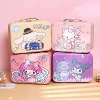 Catunku Sanrio Kulomi Yugui กระเป๋าใส่เครื่องสำอางค์สุนัขเดสก์ทอปหนัง PU ขนาดใหญ่กล่องเก็บของพกพาเครื่องสำอาง