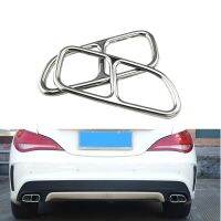 Yubao 2x Car Stainless Steel Tail Throat Exhaust Pipe Muffler Tip Cover Trims for Mercedes Benz CLA W117 2013-2016