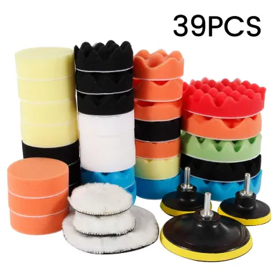 3039pcs Car Polishing Disc Self-Adhesive Buffing Waxing Sponge Wool Wheel Polishing Pad for Car Polisher Drill Adapter Dropship