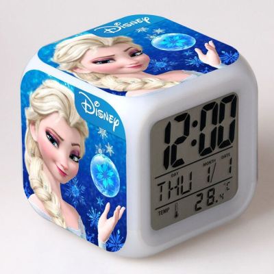 【Worth-Buy】 นาฬิกานาฬิกาปลุกดิจิตอล Reloj Despertador ของเล่นเด็กนาฬิกาปลุกรูปการ์ตูน Elsa Anna โต๊ะไฟปลุกอิเล็กทรอนิกส์ Reveil Wekker