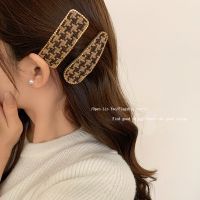 [COD] retro houndstooth hairpin female seamless side bangs clip large grid broken hair bb headdress