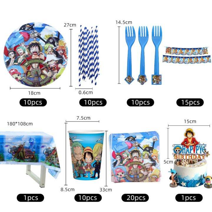 yf-one-piece-theme-luffy-disposable-tableware-decoration-set-banner-cake-topper-plate-straw-baby-birthday-party-needs-fy