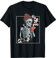 เสื้อโครงกระดูกกาแฟ Dead Vintage Distressed Drinking Skull T-Shirt