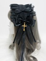 Japanese Style Gothic Lolita Bow Lace Headwear Handmade Cross Headband Hair Accessories Black Hair Band Cosplay Taking Pictures