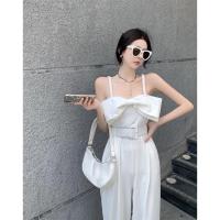 CODadoqkxDGE Summer 2022 new high-end sense bow suspenders wide-leg jumpsuit womens design sense jumpsuit casual pants