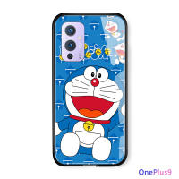 UCUCเคสมือถือ เคสโทรศัพท์ เคส OnePlus 9 OnePlus9การ์ตูนหรูหราสำหรับสาวแมว Doraemon กรณี Glossy กระจกเทมเปอร์กลับ Soft Edge เคสโทรศัพท์