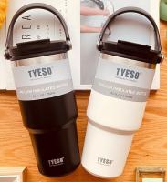 TYESO แก้วหูหิ้ว/25oz./750 ml. พร้อมหลอด แก้วเก็บอุณหภูมิความร้อน-ความเย็น สแตนเลส 304