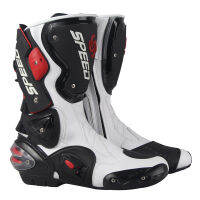 B1001รถจักรยานยนต์ Racing Boots Professional SPEED Biker รองเท้ามอเตอร์ไซด์ยาวขี่อุปกรณ์ป้องกัน Shift Microfibe หนัง Boot