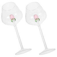 2Pcs Goblet เครื่องแก้วสีแดงปาร์ตี้ฤดูร้อนบนโต๊ะอาหารแคมป์ปิ้งแว่นตาค็อกเทล Cup