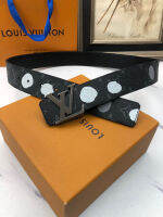 (Fashion high-end belt)2023 new L belt, mens belt, printed fabric, lined with calfskin bottom, with original single button