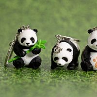 10cm Simulation Mini PVC Panda Keychain Creative Cartoon Kawaii Couple Chubby Pendant China Cute Keys Bag Headphones Accessories