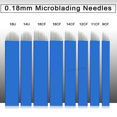 【YF】✁❦  7 9 12 14 15 16 21pin  Needles 50pcs Microblading 0.18mm for Permanent Makeup Supplies Manual Eyebrow Blades
