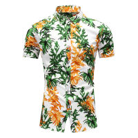 Fashion Korea Design Hawaii Beach Short Sleeve Casual Shirts For Mens Print Blouse 2021 Summer Clothing Plus Asian Size 5XL 6XL