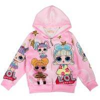 Lo-L Surprise ตุ๊กตาการ์ตูน Hooded Jacket สำหรับชายและหญิงการ์ตูนสาวซิปเสื้อเด็กใหม่เสื้อสเวตเตอร์ถักฤดูใบไม้ร่วง Ribbed Jacket 39040