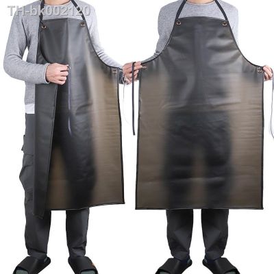 ℗ PVC Apron Waterproof Oil-proof Soft Leather Kitchen Hotel Aquatic Butchery Food Canteen Cooking Chef Apron Barber Leather Apron