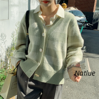 Natlux เสื้อแขนยาวผญ เสื้อคลุมหญิง เสื้อกันหนาว ผญ เสื้อสเวตเตอร์ เสื้อไหมพรมผญ เสื่อฮู้ดหญิงคู่ เสื้อแขนยาวหลวม 2023 ใหม่ 36Z230907