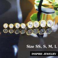 INSPIRE JEWELRY  ต่างหูฝังเพชรสวิส  งานเพชร CZ แท้ ราคาเบาๆ เพชรวิ้งเจิดจรัสที่สุดในสามโลก หุ้มทองแท้ 100% or  gold  plated, งานจิวเวลลี่ ฝังล็อค