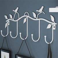 【cw】 Vintage 5 Hook Wrought Iron Bird Hook Hook Bird Shape Leaf Wall Dress Robe Hook Key Coat Holder Cap Hanger Home Decoration