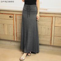 ขายดีที่สุด ioztt2023 -  Neue Lange Röcke Für Frauen 2022 Frühling Herbst Hohe Taille Maxi Rock Split Elegante Spitze Up Jupe Femme Baumwolle Streetwear Saia Longa