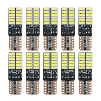 10pcs IC T10 หลอดไฟ LED CANbus 5W5 รถ W5W ไฟสัญญาณ LED 12V 6000K Auto WEDGE ด้านข้างภายในโดมอ่านโคมไฟ 4014 24SMD สีขาว-jjjvjvjyvuyvksbjd