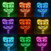 Halloween Glowing Mask Anonymous Mask Led V for Vendetta Cosplay Costume Plastic Masquerade Masks Club Party Supplies