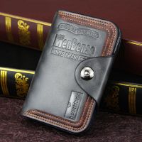Mens Wallets Magnetic Buckle Clutches Leather Compartment Tri-Fold Wallets Mens Business Wallets Mens Card Holder Coin Purses Wallets