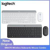 Logitech MK470คีย์บอร์ดไร้สายเมาส์ Combo 1000DPI ออปติคอลบาง Keboard Pebble หนู2.4 GHz สำหรับ PC แล็ปท็อปสำนักงาน