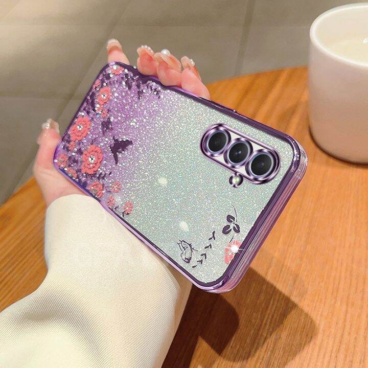 เคส-a24-a34ชุบโลหะด้วยไฟฟ้าสำหรับ-a14-samsunga54-samsung-galaxy-เคสมือถือ5g-a73-a54ดอกไม้ใหม่-a23-5g-2023สำหรับ-galaxya34