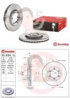 09 A305 10 จานเบรค ล้อ F (ยี่ห้อ BREMBO) รุ่น Std ISUZU D-Max 2.5 4x2 ปี 2002-&amp;gt;