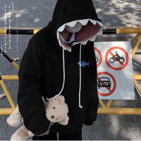 3D Shark Hoodie แฟชั่นผู้หญิงสายรัดแขนยาว Hooded Sweatshirt พร้อมกระเป๋าฤดูใบไม้ผลิฤดูใบไม้ร่วง Hooded Tops Casual Streetwear