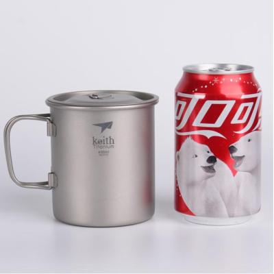 2021Keith Outdoor Titanium Water Mugs With Folding Handles Titanium Lids Drinkware Camping Cups Ultralight Portable cup 220ml-900ml