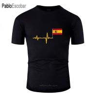 The New Fitted Heartbeat Spain Flag Mens Tee Shirt Women Round Collar Men T-Shirt Female Size Xxxl 4xl 5xl Top Tee Pipe Fittings Accessories