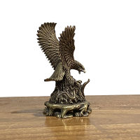 ทองแดงโบราณเครื่องประดับ Bronze Flying Eagle รูปปั้นทองเหลือง Miniatures ตุ๊กตาตกแต่งบ้าน Office Desk Decor ชาสัตว์เลี้ยง-gnxk