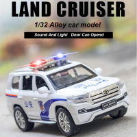 ใหม่132 TOYOTA LAND CRUISER ของเล่นรุ่นโลหะผสมตำรวจโลหะรถดึงกลับเสียงและแสงคอลเลกชันของขวัญของเล่นสำหรับเด็ก