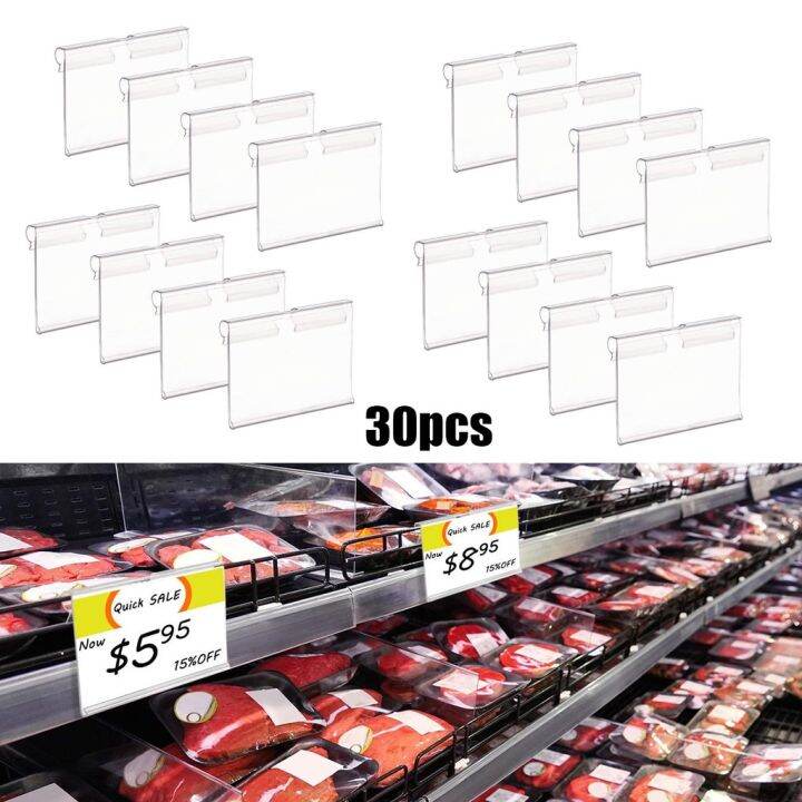 30PCS Display Holder Stand Plastic Sign Label Holder Wire Shelf Retail