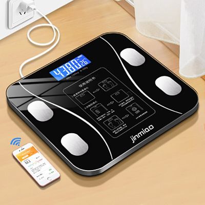 USB Rechargeable Wireless Digital Weight Scale Tracks 9 Key Body Fitness Compositions Health Analyzer with Smartphone App Luggage Scales