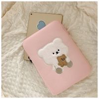 กระเป๋า Casing Tablet หมีน่ารักจากเกาหลีสำหรับ Mac กระเป๋าแล็ปท็อปนักเรียนผู้หญิงกระเป๋าขนาด11นิ้ว13นิ้วฝาครอบป้องกันกระเป๋ามีผ้าซับใน