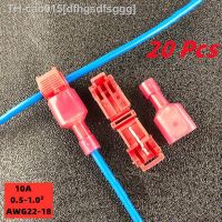 20pcs red T-shaped terminal blocks wire and cable connection clamps quick and non-stripping plugs cable connectors Home