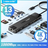 Lemorele USB-C Hub 13-in-1 Gigabit Docking Station VGA USB Type C Hub 4K30Hz HDMI-compatible USB 3.0 Adapter RJ45 PD100W USB Hubs