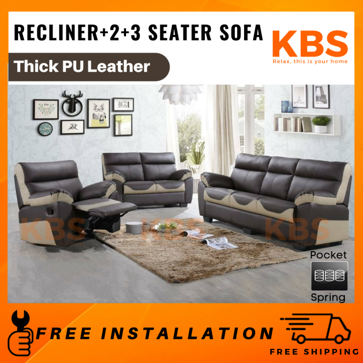 (Free Shipping &Free Installation)Full Casa Leather Recliner+2+3 Sofa