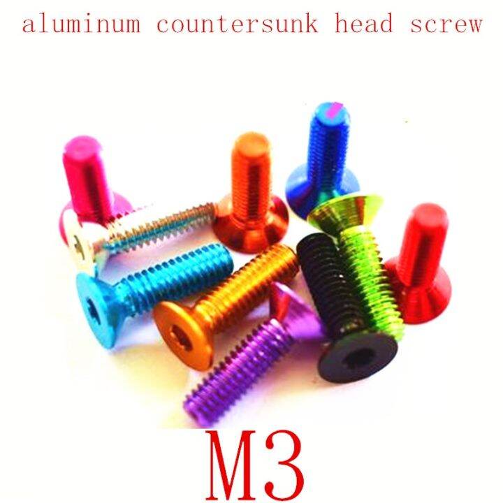 10pcs-lot-din7991-m3x6-8-10-12-14-16-colourful-aluminum-hex-socket-countersunk-head-screw