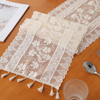 Spot parcel post Hollow Lace Table Runner White Decorative Rectangular Dining Table New American Idyllic Coffee Table Tablecloth Crochet Tassel