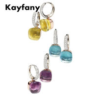 Classic Candy Earrings 23Colors Crystal Zircon Earring S925 Silver Candy Pendant Earring For Women Fashion Jewelry Gift