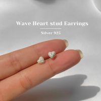 annita.silver - wave heart stud earrings / ต่างหูหัวใจ ต่างหูเงินแท้925