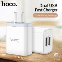 HOCO 5V2.1A Dual USB อะแดปเตอร์ชาร์จในรถยนต์,ปลั๊กเครื่องชาร์จติดผนัง Fast ตัวชาร์จไฟสำหรับ iPhone Xiaomi Samsung Huawei Quick Charge ADAPTER