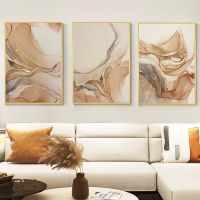 Modern Abstract Beige Gold Marble Posters Luxury Wall Art Canvas Painting Print Pictures Living Room Interior Home Decoration Wall Décor