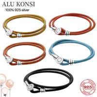 The new hot 0sale Genuine leather Ball &amp; Barrel Clasp Charm Bracelets Bangle Fit Europe Beads Snake Fine Bracelets Jewely