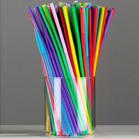 100Pcs Flexible Disposable Plastic Drinking Straws Multi-Colored Striped Bendable Elbow Straws Party Event Supplies Color Random