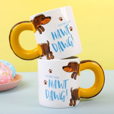 450ml Cartoon Dachshund Sausage Pet Dog Coffee Mugs Creative Tea Milk Home School Ceramic Cups Best Birthday Xmas Gift for Child